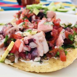 Restaurante Puerto Angelito - Octopus tostadas! They make the best ones here! YUM YUM YUM! :)...