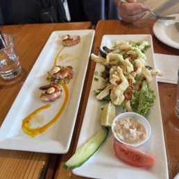 Bacon wrapped shrimp and gluten free calamari (partially eaten already) Bacon wrapped shrimp and gluten free calamari (partially eaten already)