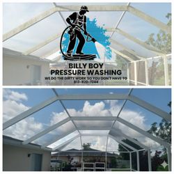 Billy Boy Pressure Washing  - Total transformation of this pool cage.