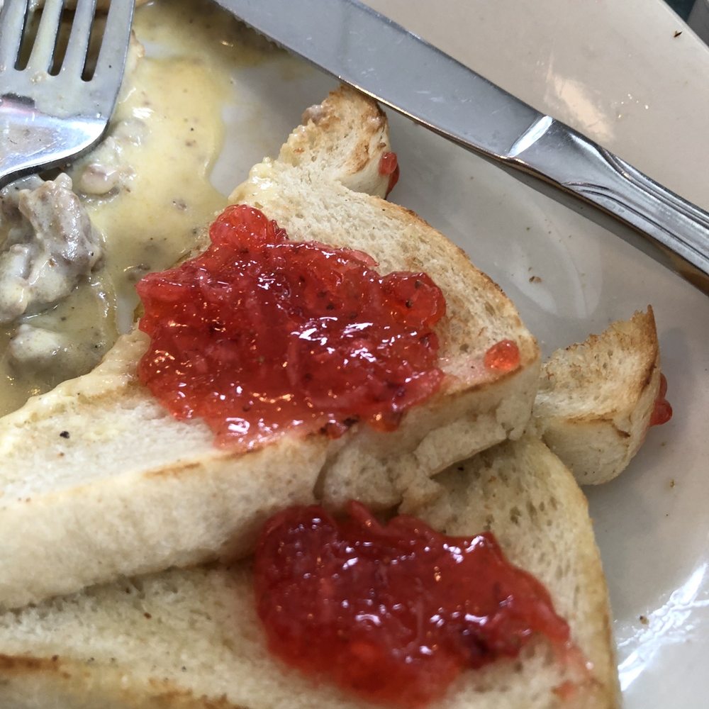 Katie's Kitchen - Home made strawberry jam on the buttered toast. - Ice Cream & Frozen Yogurt Near Me - Strasburg, Pennsylvania Katie's Kitchen - Home made strawberry jam on the buttered toast. - Ice Cream & Frozen Yogurt Near Me - Strasburg, Pennsylvania