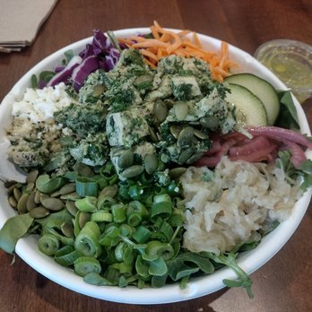 Byrdhouse Organic Cafe - Byrd Detox salad with pesto chicken salad and lemon ginger dressing. - Juice Bars & Smoothies Near Me - Oxford, Mississippi