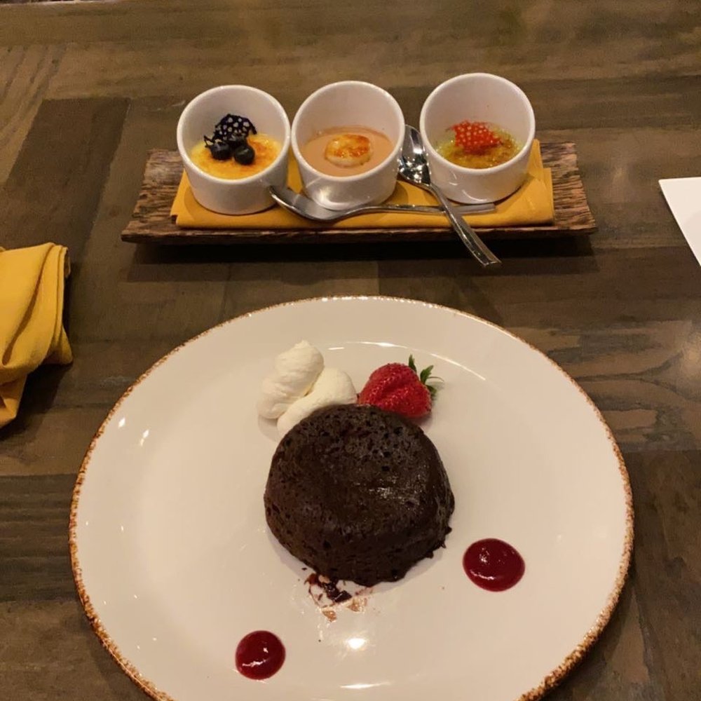 Shkodé - Creme brûlée trio & Chocolate Lava Cake - Steakhouses Near Me - Wayland, Michigan
