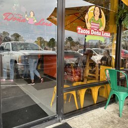 Exterior outside entrance of Tacos Doña Lena - Walking in front door - Houston, Texas Exterior outside entrance of Tacos Doña Lena - Walking in front door - Houston, Texas
