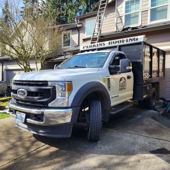 Perkins Roofing - Our dump truck on site - Roofing Near Me - Spanaway, Washington Perkins Roofing - Our dump truck on site - Roofing Near Me - Spanaway, Washington