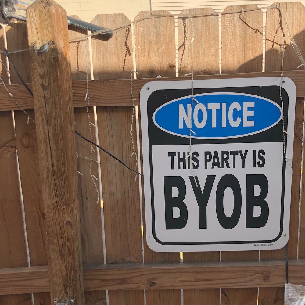 Wise Guys Pizza - Is WiseGuys Pizza BYOB? I have no idea, but this sign that hangs on the patio is certainly a promising sign. - Pizza Near Me - Buffalo, New York Wise Guys Pizza - Is WiseGuys Pizza BYOB? I have no idea, but this sign that hangs on the patio is certainly a promising sign. - Pizza Near Me - Buffalo, New York