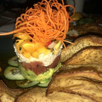 C Level - Ahi, crab, and avocado stack with taro chips. Delicious! - New American Near Me - San Diego, California C Level - Ahi, crab, and avocado stack with taro chips. Delicious! - New American Near Me - San Diego, California