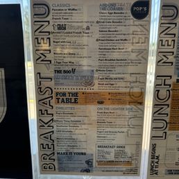 Breakfast menu Breakfast menu