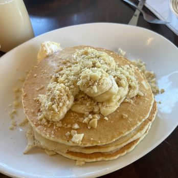 Kihei Caffe Lahaina - Banana Mac nut pancakes and coconut syrup!! Bomb! - Breakfast & Brunch Near Me - Lahaina, Hawaii