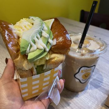 Egg Happiness - The Egg & Avocado Toast with Dalgona coffee. - Korean Near Me - Dublin, California Egg Happiness - The Egg & Avocado Toast with Dalgona coffee. - Korean Near Me - Dublin, California