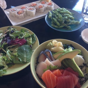 Murakami - 5 piece bowl, spicy salmon roll and mini salad and edamame - Japanese Near Me - Los Angeles, California Murakami - 5 piece bowl, spicy salmon roll and mini salad and edamame - Japanese Near Me - Los Angeles, California