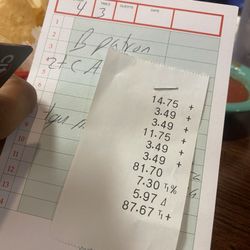 El Caporal Mexican Restaurant - The receipt that was handed to us.