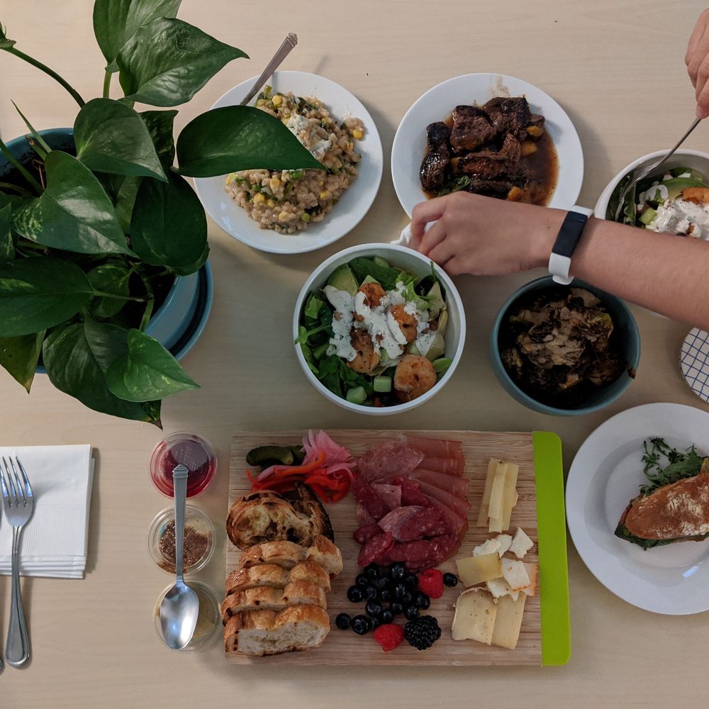re:public - Top left to right: risotto, steak bites, garlic shrimp salad split, brussel sprouts, & large charcuterie (sandwich not from there) - New American Near Me - Seattle, Washington re:public - Top left to right: risotto, steak bites, garlic shrimp salad split, brussel sprouts, & large charcuterie (sandwich not from there) - New American Near Me - Seattle, Washington
