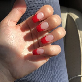 Blossom Nails and Bar - Full set w red fire tips - done my Jenny! Love it!!!! - Nail Salons Near Me - Sherman Oaks, California Blossom Nails and Bar - Full set w red fire tips - done my Jenny! Love it!!!! - Nail Salons Near Me - Sherman Oaks, California