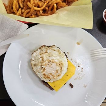Lula's Neighborhood Grill - This is my plain hamburger patty with cheese and an egg served on a glass plate. Beacuse they love me and take pride in their food. - American Near Me - Empire, California Lula's Neighborhood Grill - This is my plain hamburger patty with cheese and an egg served on a glass plate. Beacuse they love me and take pride in their food. - American Near Me - Empire, California