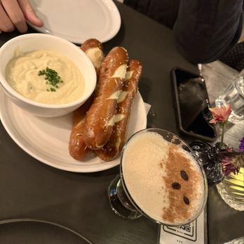Benchmark - artichoke dip with bread sticks 10/10  pumpkin spice espresso martini 10/10 - New American Near Me - Santa Ana, California