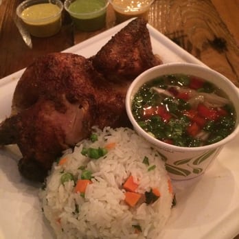 Viva Chicken - Half chicken with cilantro rice and chicken soup. - Peruvian Near Me - Charlotte, North Carolina