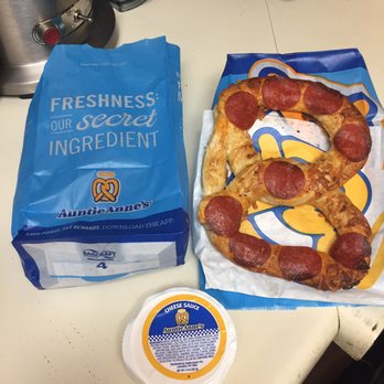 Auntie Anne's - The pizza pretzel with cheese sauce on the side - Pretzels Near Me - Los Angeles, California Auntie Anne's - The pizza pretzel with cheese sauce on the side - Pretzels Near Me - Los Angeles, California