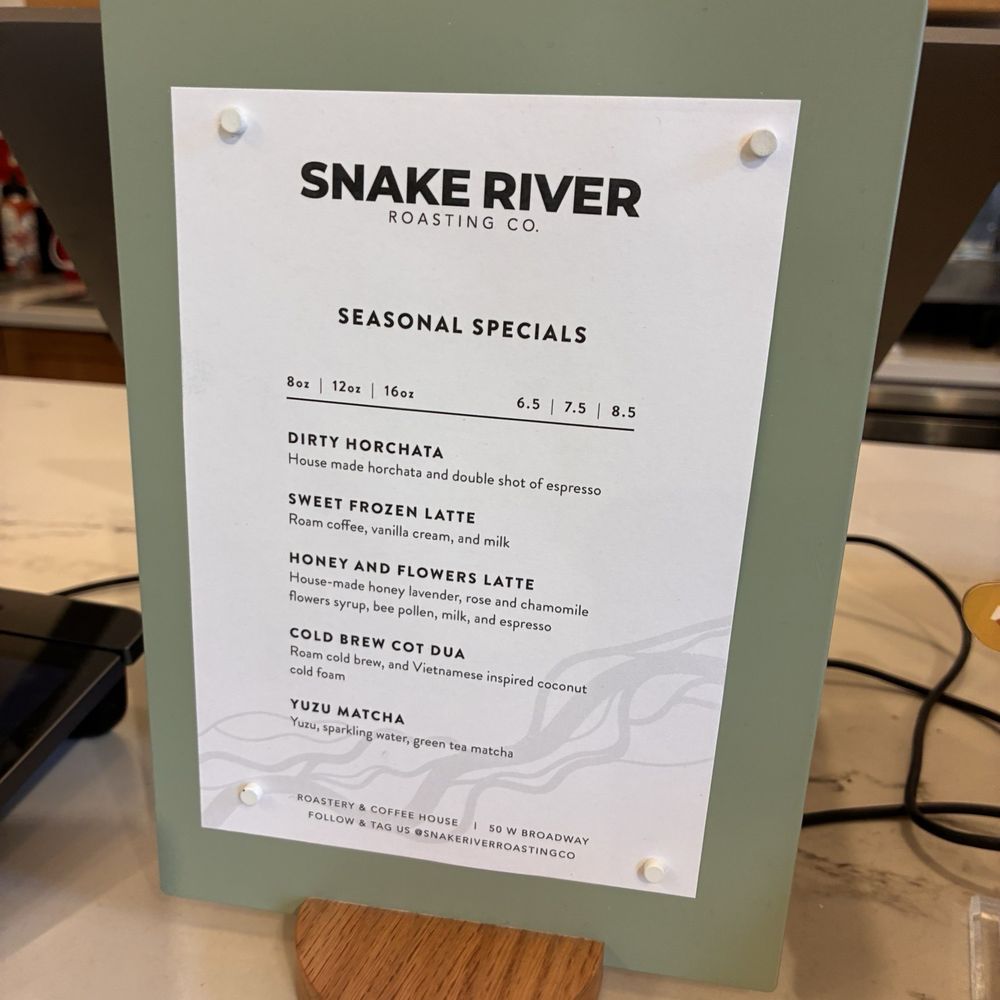 Snake River Roasting Company - Seasonal menu (May 2026) - Coffee Roasteries Near Me - Jackson, Wyoming Snake River Roasting Company - Seasonal menu (May 2026) - Coffee Roasteries Near Me - Jackson, Wyoming