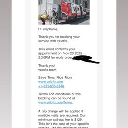 velofix - Confirmation email