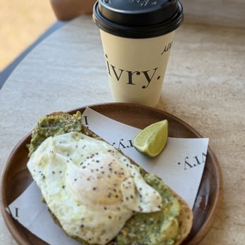 Ivry - Avocado toast with egg over easy + mocha latte - Coffee & Tea Near Me - Tampa, Florida