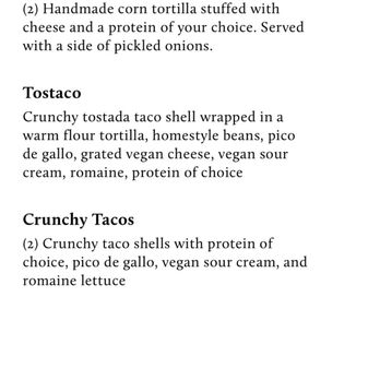 Guacamaya Oasis - No beans are listed for the crunchy tacos. - Mexican Near Me - Downey, California Guacamaya Oasis - No beans are listed for the crunchy tacos. - Mexican Near Me - Downey, California
