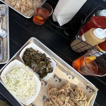 Longleaf Swine BBQ - Slaw, collards, and pulled pork. If you like vinegar forward Carolina bbq, this is the place for you. - Southern Near Me - Raleigh, North Carolina