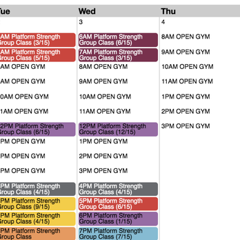 Platform Strength - Sample weekly schedule! Always email us for the most up to date info: support@platformstrength.com - Gyms Near Me - Denver, Colorado