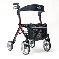 Mother Goose Medical Supply - Lightweight, euro-style, 4-wheel rollator has both an adjustable height padded seat and backrest * 10" front casters and 8" rear casters
