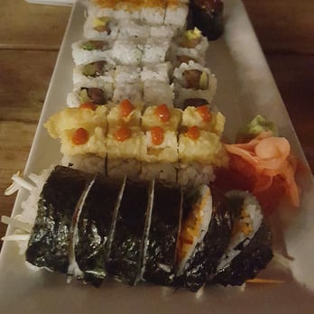 Robata Maplewood - California, salmon and avocado, "spicy" tuna, Firebird, and one of the vegetable rolls - Sushi Bars Near Me - Maplewood, Missouri Robata Maplewood - California, salmon and avocado, "spicy" tuna, Firebird, and one of the vegetable rolls - Sushi Bars Near Me - Maplewood, Missouri