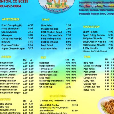 Menu photo 1 Today Hawaiian BBQ Thornton, CO Menu photo 1 Today Hawaiian BBQ Thornton, CO