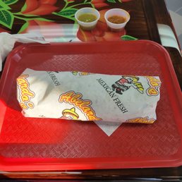 Chorizo egg breakfast burrito. It's huge! Chorizo egg breakfast burrito. It's huge!