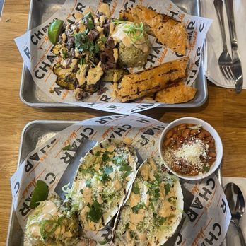 The Char Market - Chicken Taco Plate (Front) and Steak Plate (Back) - Sandwiches Near Me - Carmichael, California