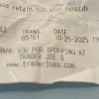 Trader Joe's - Receipt most recent trip - Grocery Near Me - Los Angeles, California