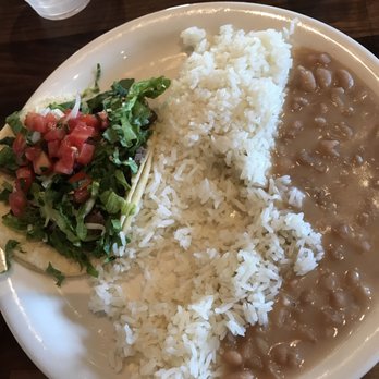 Baja Fish Tacos - Carne Asada taco with white rice and Pinto beans! - Mexican Near Me - Orange, California