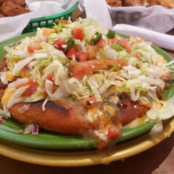 Billy's Long Bar - Navajo taco, drooling side of the plate. - Bars Near Me - Albuquerque, New Mexico