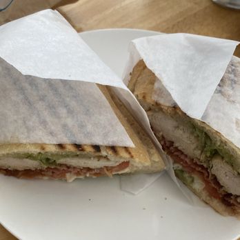 Perfecto's Caffe - Chicken pesto panini with added bacon and tomato. - Bagels Near Me - North Andover, Massachusetts
