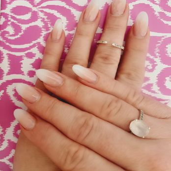 Harmony Nail Lounge - pink and white ombre acrylic set with gel - Nail Salons Near Me - Escondido, California