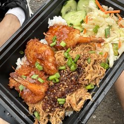Pidgin Hole - Mixed plate with Shoyu Chicken and Coconut Shrimp