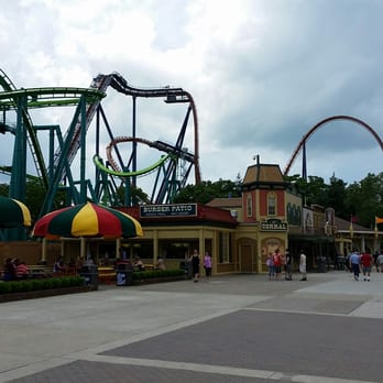 Cedar Point - 3 coasters, 1 photo (part II). L-R: Raptor, Valravn, Dragster (in distance) - Amusement Parks Near Me - Sandusky, Ohio
