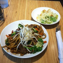 Noodles & Company - Japanese Pan Fried Noodles with Steak & a side Caesar Salad