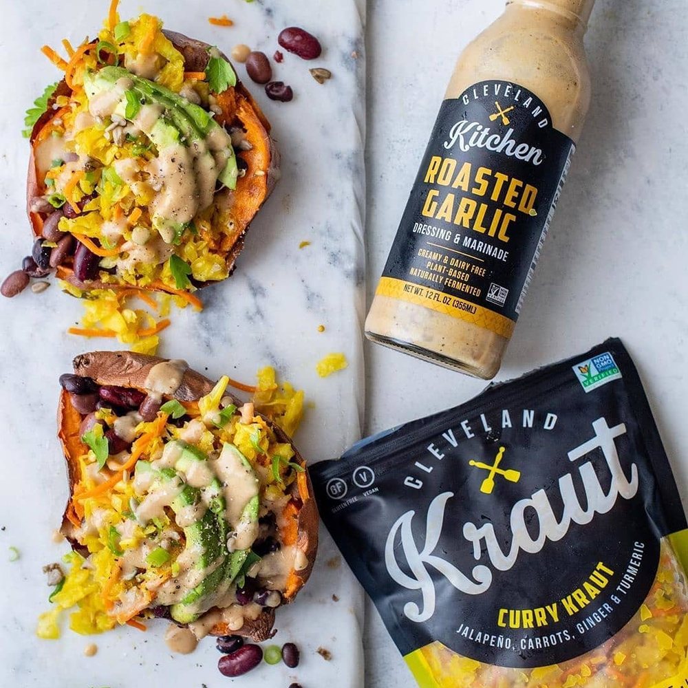Cleveland Kitchen - two stuffed sweet potatoes and a bottle of mustard - Grocery Near Me - Cleveland, Ohio Cleveland Kitchen - two stuffed sweet potatoes and a bottle of mustard - Grocery Near Me - Cleveland, Ohio