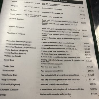 Toshi's - Menu1 - Sushi Bars Near Me - Beaverton, Oregon Toshi's - Menu1 - Sushi Bars Near Me - Beaverton, Oregon