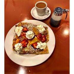 Tiffany's Restaurant & Cafe - Strawberry, Peach and Cream Crepe Breakfast @ Tiffany 's Restaurant & Café.Des Plaines, IL Old Fashion Breakfast/Brunch Diner Place. Cool.