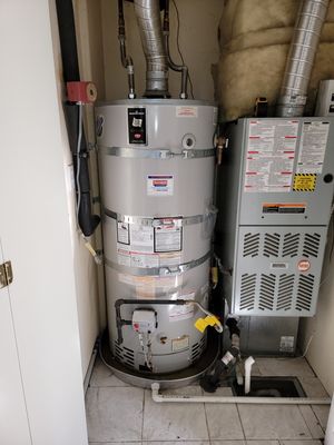 75 Gals Water Heater Replacement - This Water Heater was over 10 years old and started to leak underneath. Once the customer noticed the leak, they closed the service valve and waited the next day to contact a plumber. I was happy to answer this service call and be able to return the water and comfort of this customers house. We have no way of knowing when things like that will happen, so always have someone on hand to help you out.
Lance Plumbing Solutions 75 Gals Water Heater Replacement - This Water Heater was over 10 years old and started to leak underneath. Once the customer noticed the leak, they closed the service valve and waited the next day to contact a plumber. I was happy to answer this service call and be able to return the water and comfort of this customers house. We have no way of knowing when things like that will happen, so always have someone on hand to help you out.
Lance Plumbing Solutions