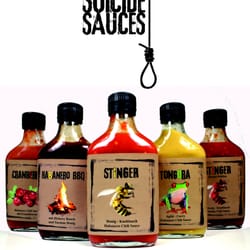 Pfefferhaus - Die Topseller aus Eigenproduktion: Suicide Sauces! Allen voran die belibteste unter unseren scharfen Saucen "Stinger"!