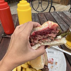 Cook Saddle Cafe & Saloon - Inside of a venison burger.