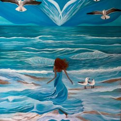 At one with Ocean - 24x30 acrylic on canvas