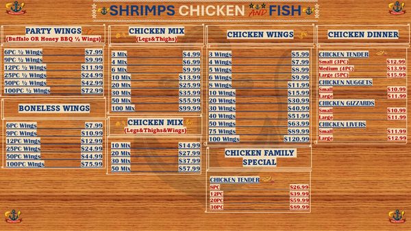Menu photo 3 Shrimps Chicken & Fish Hobart, IN Menu photo 3 Shrimps Chicken & Fish Hobart, IN