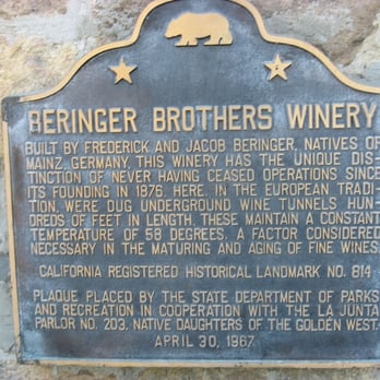 Beringer Vineyards - Beringer Plaque - Wineries Near Me - St. Helena, California