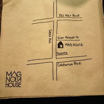 Magnolia House - Directions on the napkin - Cocktail Bars Near Me - Pasadena, California Magnolia House - Directions on the napkin - Cocktail Bars Near Me - Pasadena, California